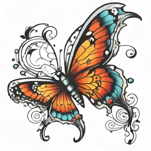 beautiful but broken butterfly  tattoo design idea