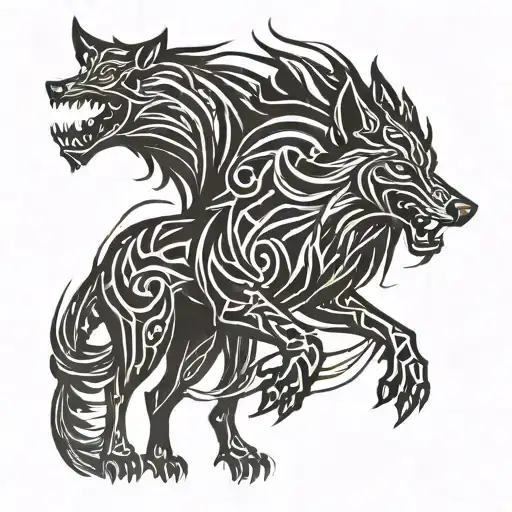fenrir wolf standing tattoo design idea