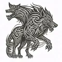 fenrir wolf standing tattoo design idea