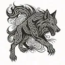 fenrir wolf standing tattoo design idea
