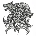 fenrir wolf standing tattoo design idea