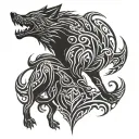 fenrir wolf standing tattoo design idea