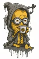 minion drinking coffee tattoo design idea