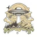 ufo abduction scene tattoo design idea