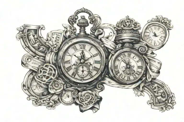 Infinity with hourglass and money and time tattoo design idea
