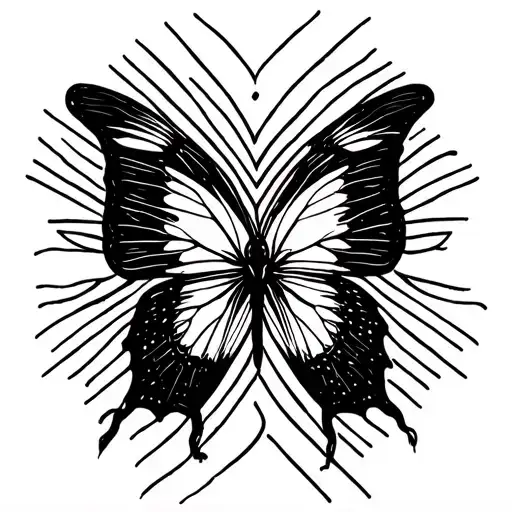 symetrical butterfly perched tattoo design idea
