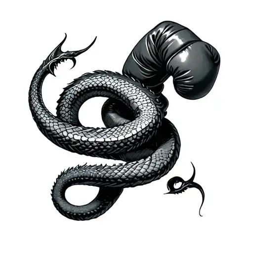 Sea Serpent wrapped around a boxing glove tattoo design idea