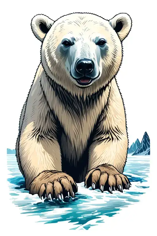 polar bear in alaska mountains tattoo design idea