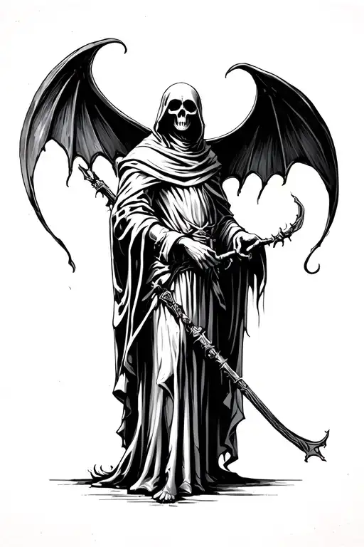 grim reaper standing tattoo design idea