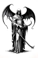 grim reaper standing tattoo design idea