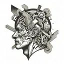 overthinking concept exploded head tattoo design idea