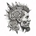 overthinking concept exploded head tattoo design idea