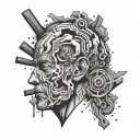 overthinking concept exploded head tattoo design idea