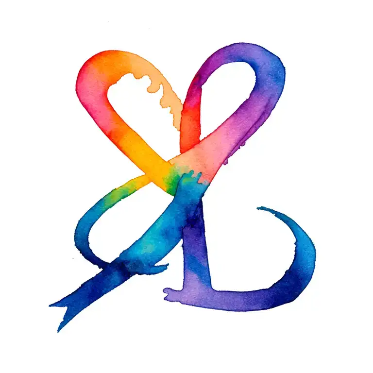 Letter L with Autism awareness ribbon wrapping tattoo design idea