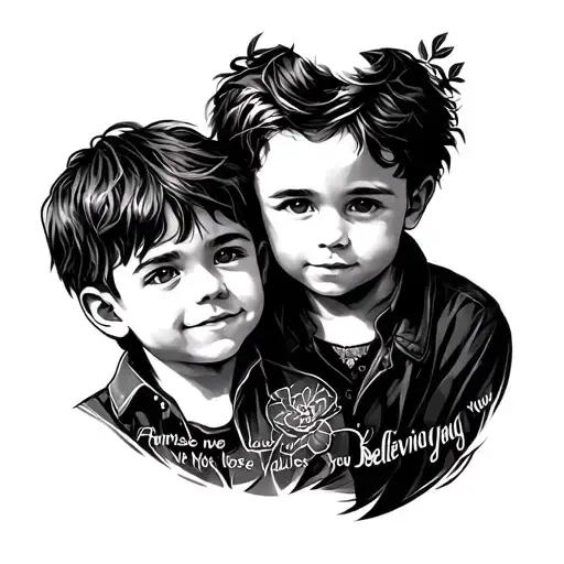 Promise me, my sons, you always will Cherish what you love, believing in Never lose your values, stand up for the day tattoo design idea