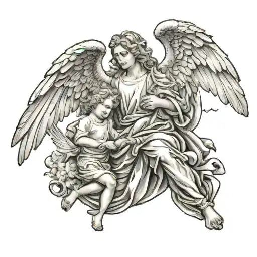 guardian angel over my two sons tattoo design idea