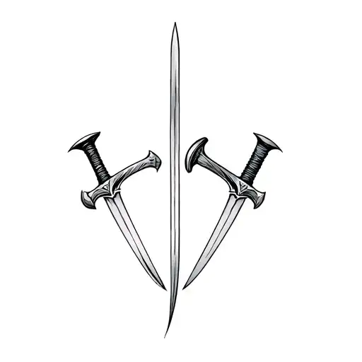 two swords and a hammer proverbs 27:17 tattoo design idea