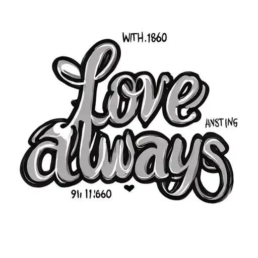 with love always in cursive and the date 9/11/1960 no hearts no hearts or anything just the writing tattoo design idea