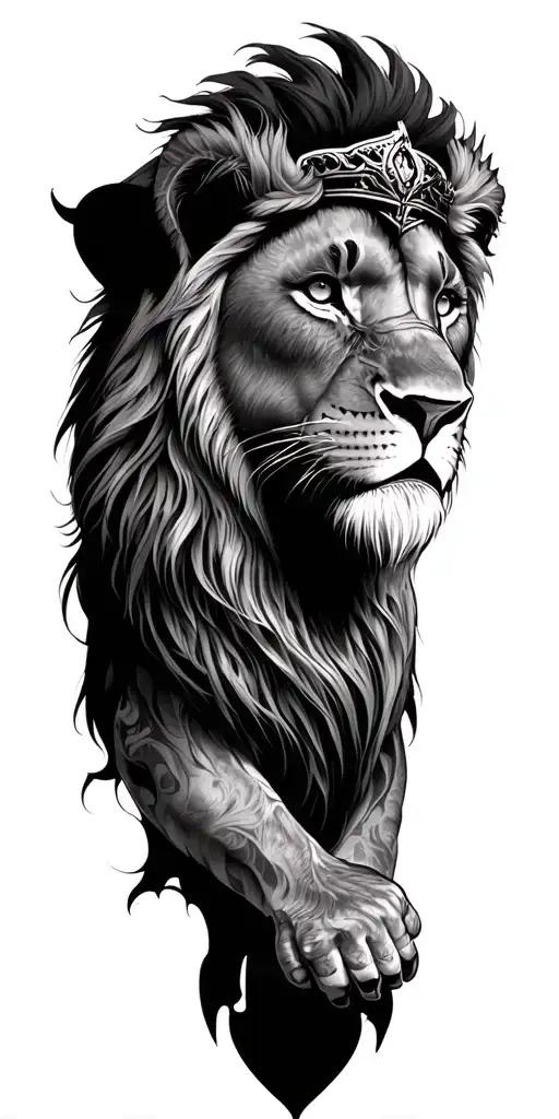 king of the jungle full sleeve tattoo featuring tattoo design idea
