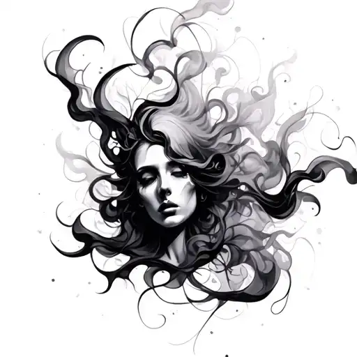 abstract souls in smoke mist tattoo design idea