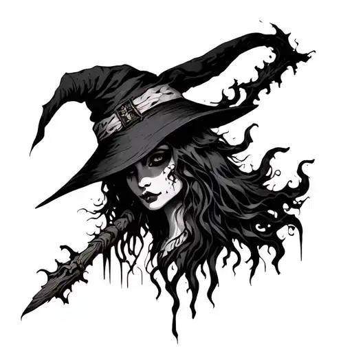 witchy abstract baba yaga elements incorporated tattoo design idea