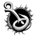 Ankh side view with long human reptile like tongue at the top hole  tattoo design idea