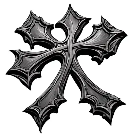 “A detailed black-and-grey tattoo design of a 3D beveled Christian cross, similar in style to the provided reference (th tattoo design idea