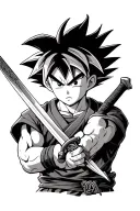 Trunks from Dragonball super with sword tattoo design idea