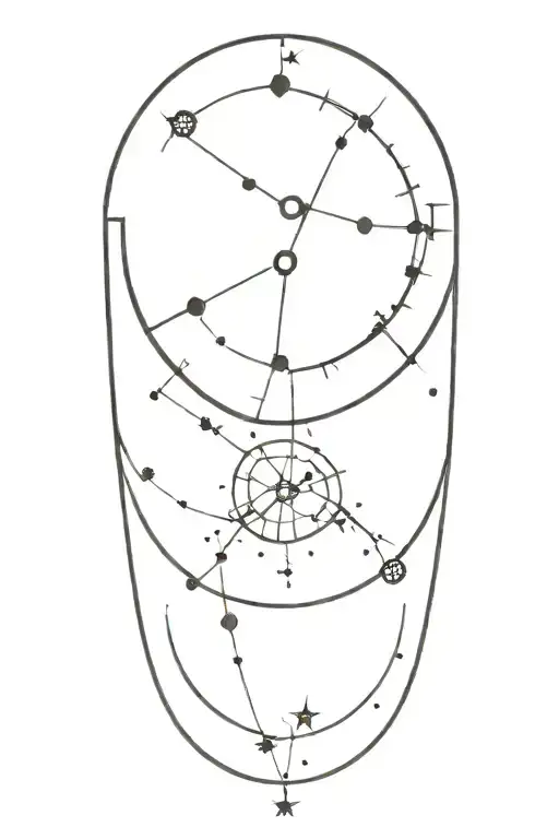 A minimalist tattoo of a constellation that forms the shape of a clock, representing the eternal nature of time in the universe tattoo design idea