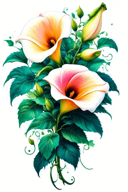 Calla lily and rose vine tattoo design idea