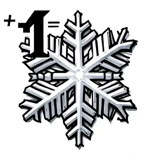 a snowflake with 1+1=11 printed over it in gothic script  tattoo design idea