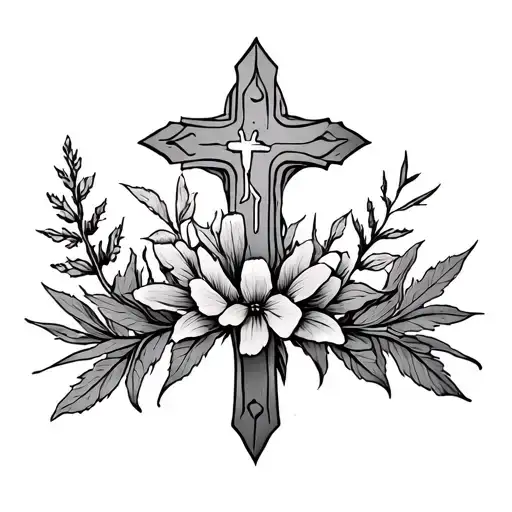 Alaska Fireweed with cross tattoo tattoo design idea