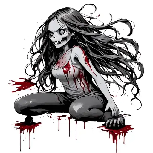 pokémon zombie girl all bloody tattoo design idea