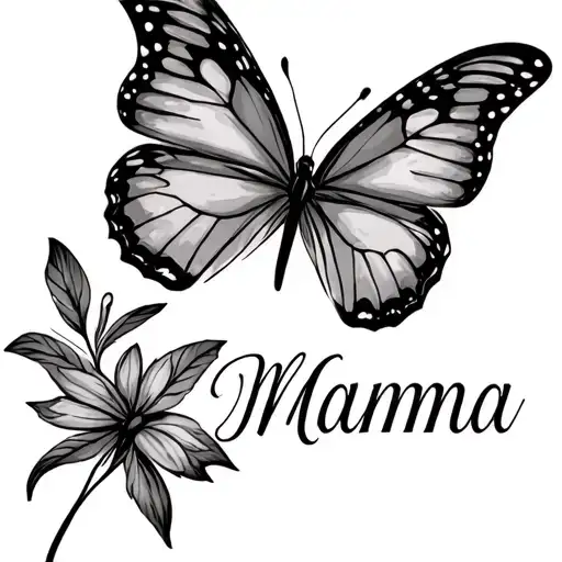 Butterfly with the name, mamma tribute tattoo tattoo design idea