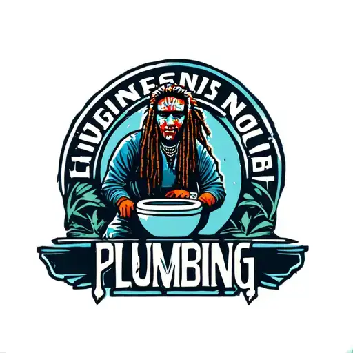 "Indigenous Plumbing " dreadlock painted face Native American plumber working on toilet tattoo design idea