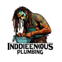 "Indigenous Plumbing " dreadlock painted face Native American plumber working on toilet tattoo design idea
