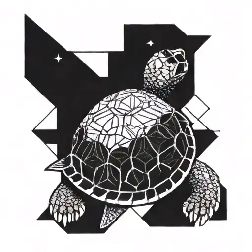 space turtle tattoo design idea