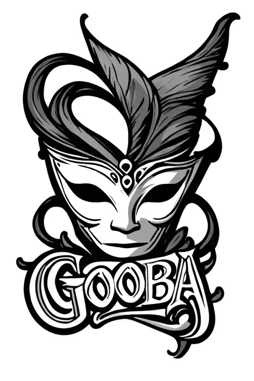 "GOOBA" Mardi Gras mask tattoo design idea