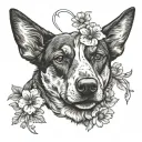 primrose flower with heart and australian cattle dog outline tattoo tattoo design idea