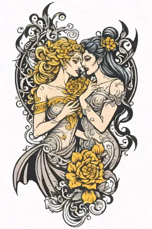 persephone and hades Greek god tattoo design idea