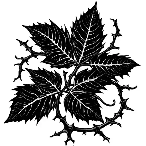 laurel leaf intertwined with thorn vines tattoo design idea