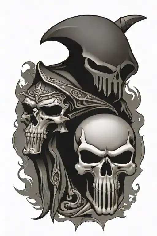 punisher skull with spartan tattoo design idea