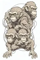 Cyberpunk three wise monkeys tattoo design idea