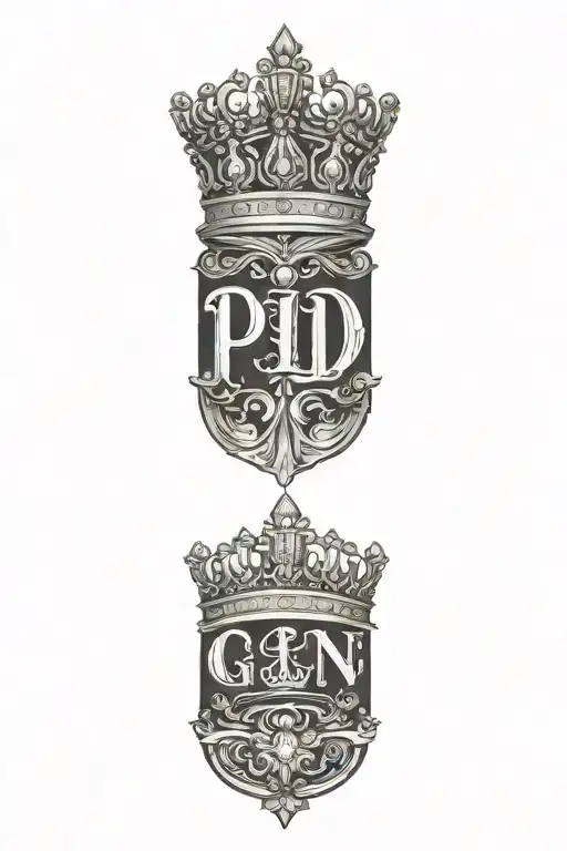 queens crown p l d letters tattoo design idea