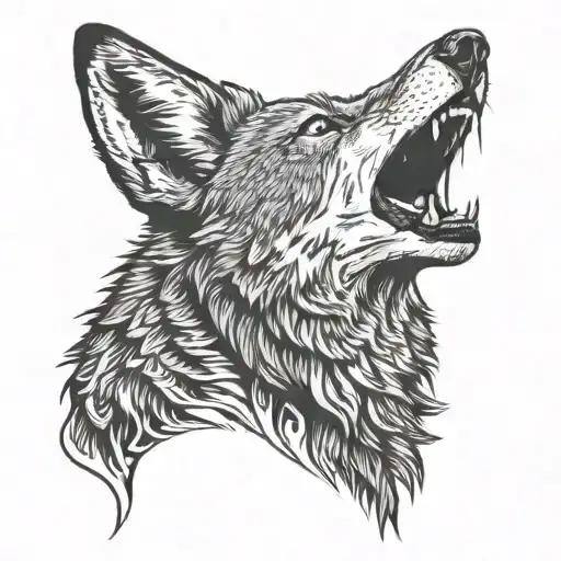 coyote howling tattoo design idea