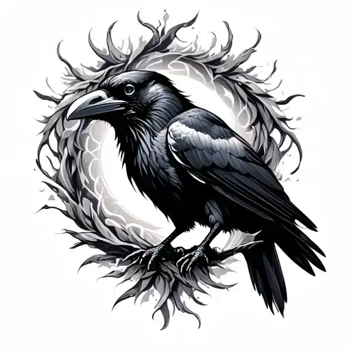 raven surrounded tattoo design idea