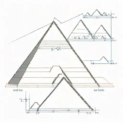 The Great Pyramid of Giza with its real dimensions and internal details, and the upper part separated from the rest of the pyramid tattoo design idea