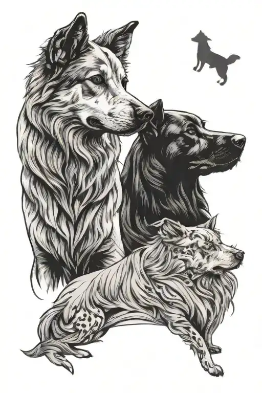 two dog breed tattoo design idea