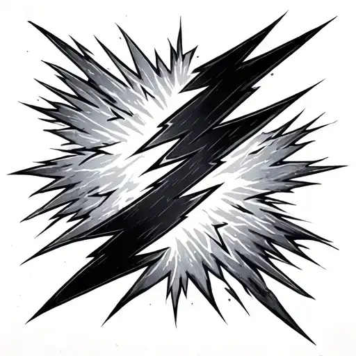 "Realistic black tattoo design of lightning bolts spreading across the shoulder, chest, and upper arm. Thin and thick br tattoo design idea