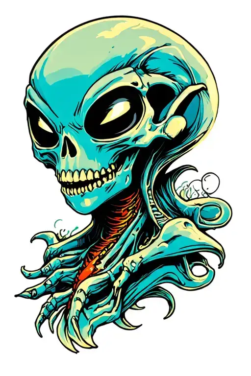 Alien skull tattoo design idea